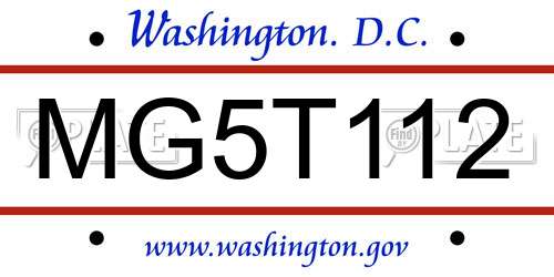 MG5T112 District Of Columbia License Plate