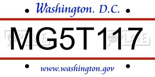MG5T117 District Of Columbia License Plate