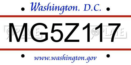 MG5Z117 District Of Columbia License Plate