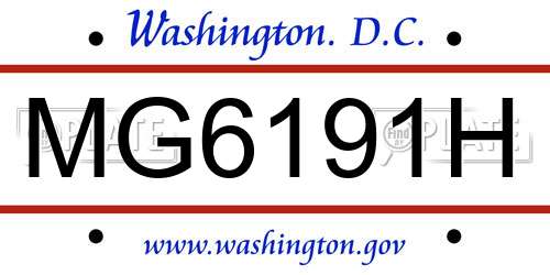 MG6191H District Of Columbia License Plate