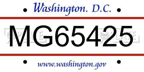 MG65425 District Of Columbia License Plate