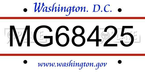 MG68425 District Of Columbia License Plate