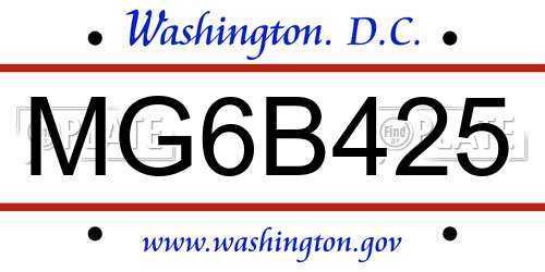 MG6B425 District Of Columbia License Plate
