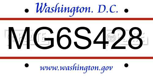MG6S428 District Of Columbia License Plate