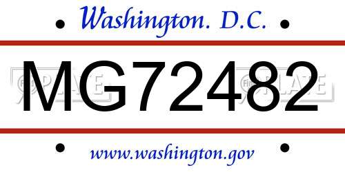 MG72482 District Of Columbia License Plate