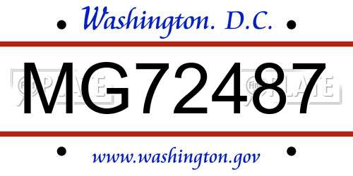 MG72487 District Of Columbia License Plate