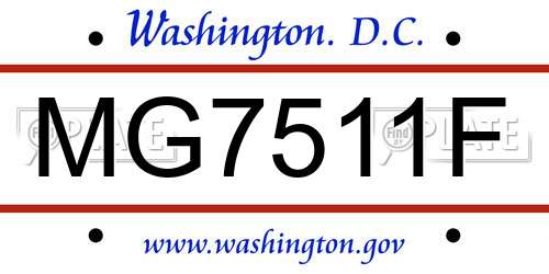 MG7511F District Of Columbia License Plate