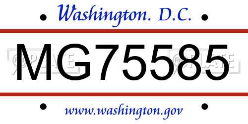 MG75585 District Of Columbia License Plate