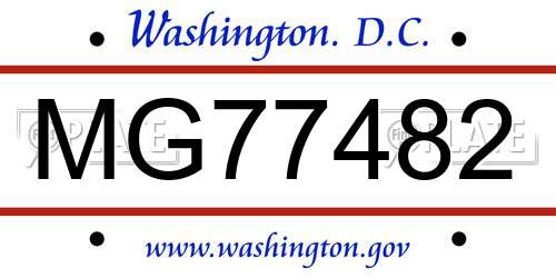 MG77482 District Of Columbia License Plate