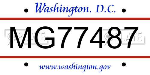 MG77487 District Of Columbia License Plate