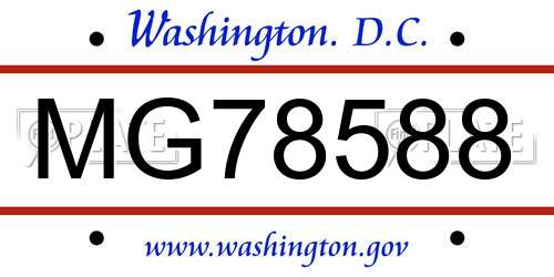 MG78588 District Of Columbia License Plate