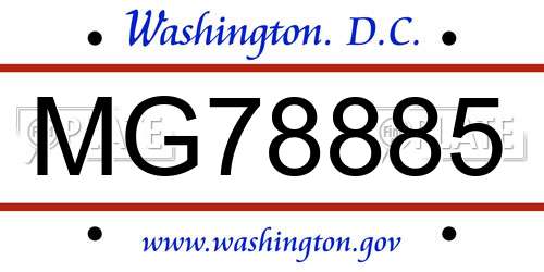 MG78885 District Of Columbia License Plate