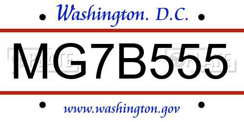 MG7B555 District Of Columbia License Plate