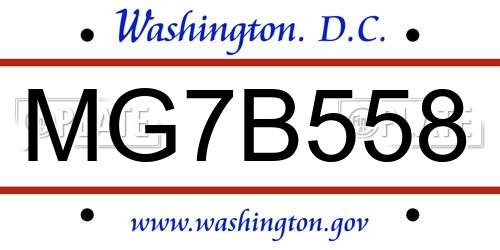 MG7B558 District Of Columbia License Plate