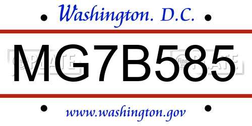 MG7B585 District Of Columbia License Plate