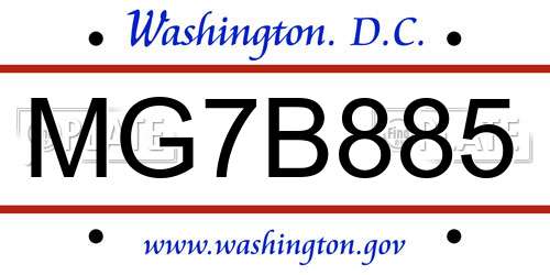 MG7B885 District Of Columbia License Plate