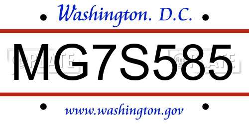 MG7S585 District Of Columbia License Plate