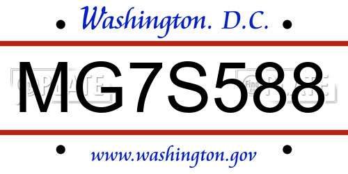 MG7S588 District Of Columbia License Plate