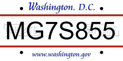 MG7S855 District Of Columbia License Plate