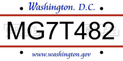MG7T482 District Of Columbia License Plate