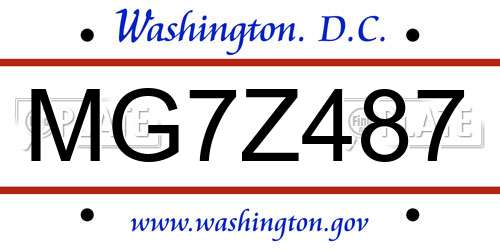 MG7Z487 District Of Columbia License Plate