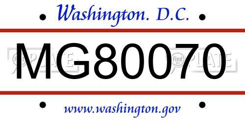 MG80070 District Of Columbia License Plate