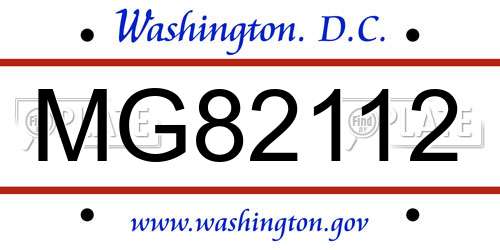 MG82112 District Of Columbia License Plate