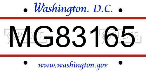 MG83165 District Of Columbia License Plate