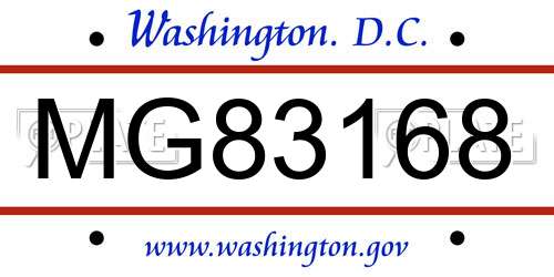 MG83168 District Of Columbia License Plate
