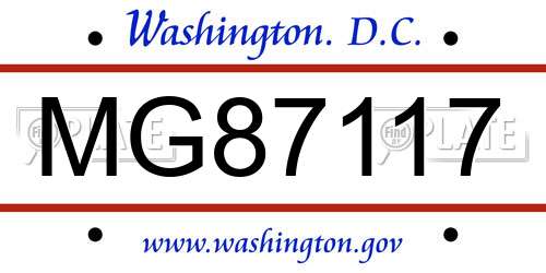 MG87117 District Of Columbia License Plate