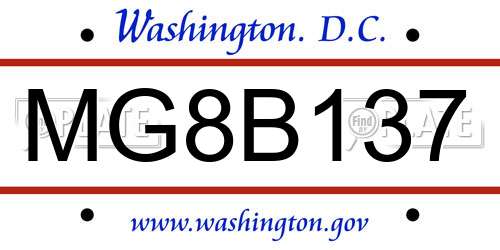 MG8B137 District Of Columbia License Plate
