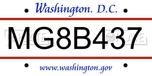MG8B437 District Of Columbia License Plate