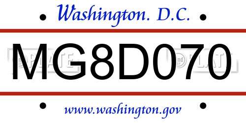 MG8D070 District Of Columbia License Plate