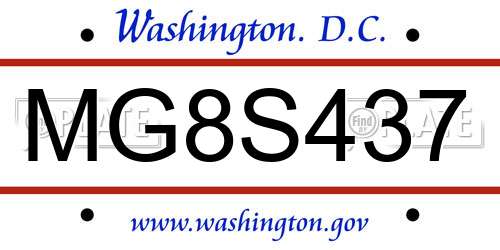 MG8S437 District Of Columbia License Plate