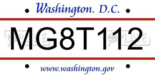 MG8T112 District Of Columbia License Plate
