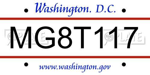MG8T117 District Of Columbia License Plate