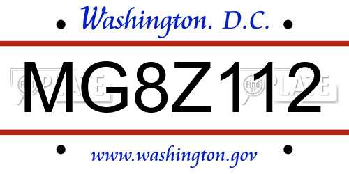 MG8Z112 District Of Columbia License Plate
