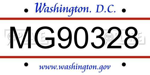 MG90328 District Of Columbia License Plate