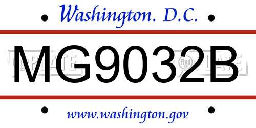 MG9032B District Of Columbia License Plate