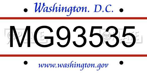 MG93535 District Of Columbia License Plate