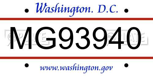 MG93940 District Of Columbia License Plate