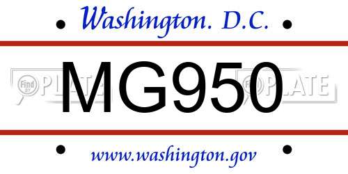 MG950 District Of Columbia License Plate