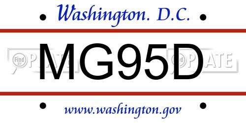 MG95D District Of Columbia License Plate
