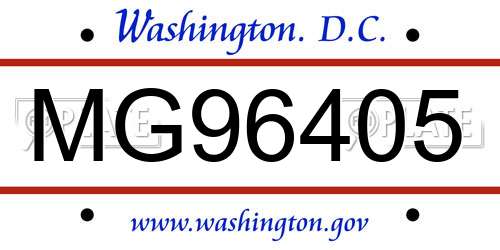 MG96405 District Of Columbia License Plate