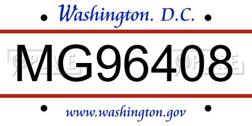 MG96408 District Of Columbia License Plate