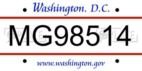 MG98514 District Of Columbia License Plate