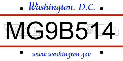 MG9B514 District Of Columbia License Plate