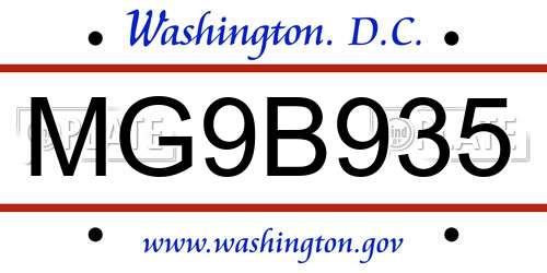MG9B935 District Of Columbia License Plate