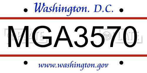 MGA3570 District Of Columbia License Plate