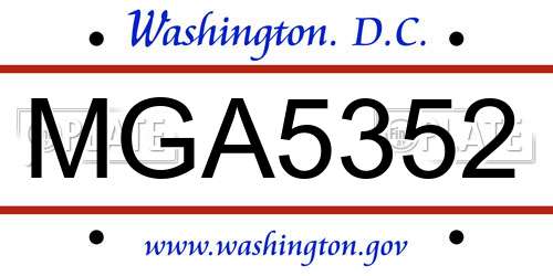 MGA5352 District Of Columbia License Plate
